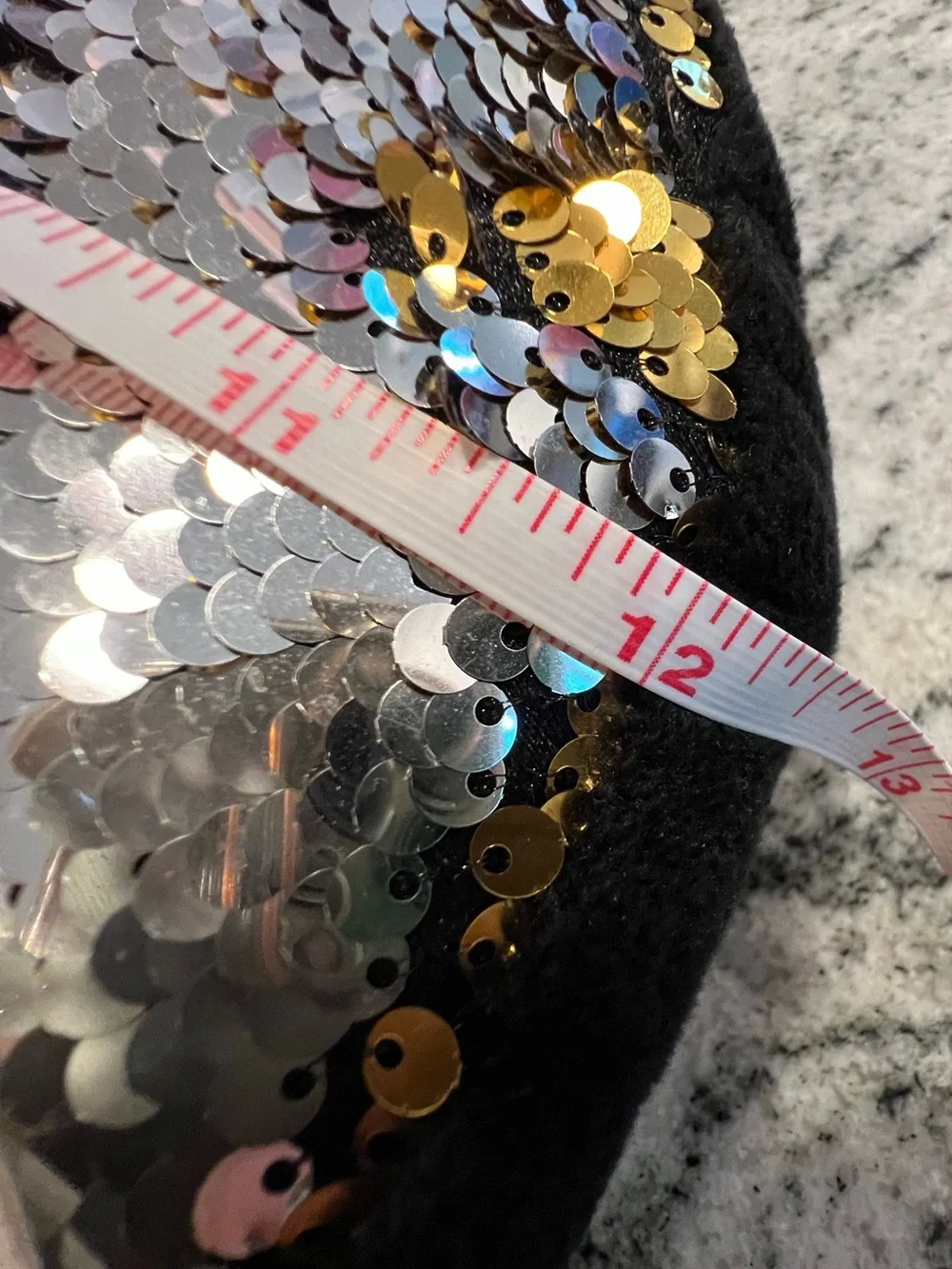 Round Reversible Sequin Pillow - Sequins turn from Silver to Gold , Black Under
